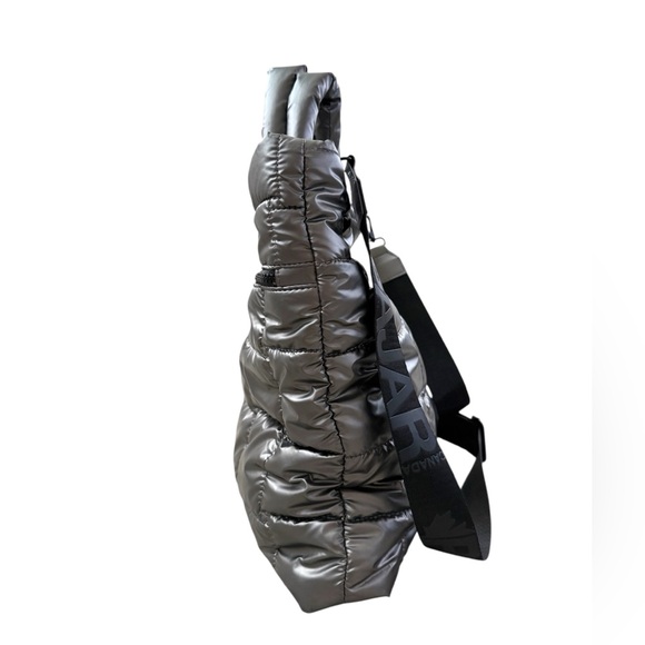 Pajar North South Silver Puffy Quilted Tote Bag Crossbody - Picture 3 of 8
